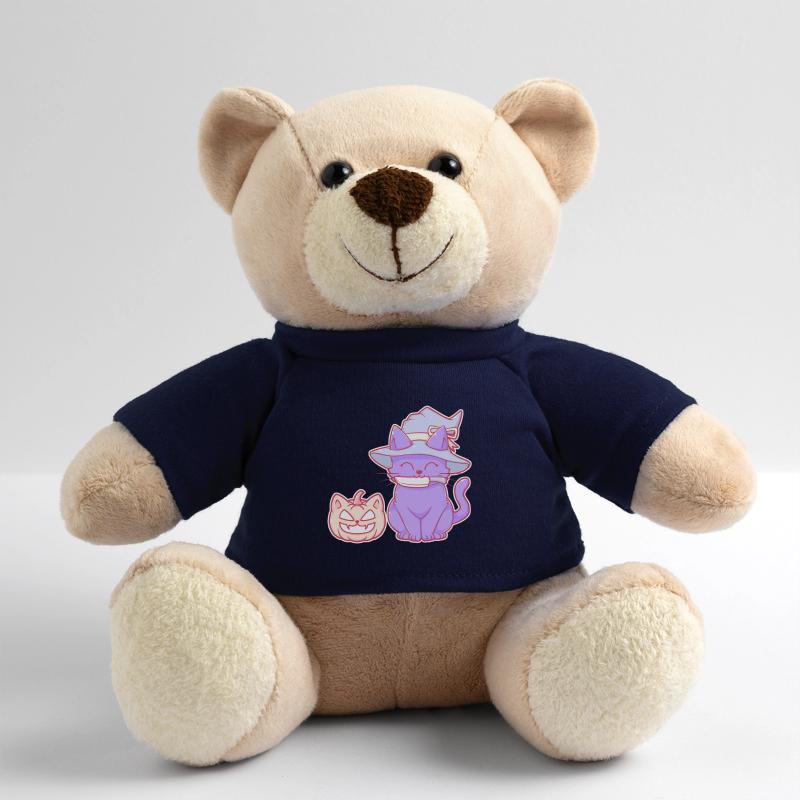 Halloween chat sorcière mignon avec un couteau et une citrouille Nounours