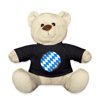 Bavaria Flag Used Look Bavarian Flag Vintage - Teddy Bear - black - Front