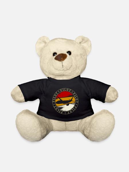 Pilot Retro Flugzeug Vintage Motiv - Teddy - Schwarz