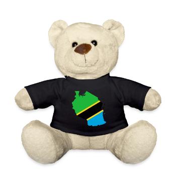 Tanzania flag map flag - Teddy Bear - black - Front
