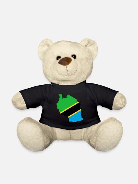 Tansania Flagge Landkarte Fahne - Teddy - Schwarz