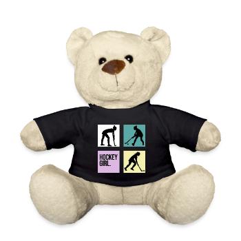 hockey retro girl 7m feldhockey hockeyspielerin - Teddy - Schwarz - Vorne