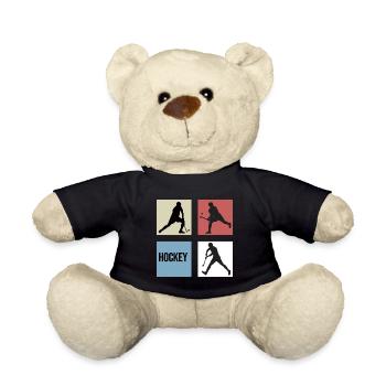 field hockey retro vintage 7m hockey player - Teddy Bear - black - Front