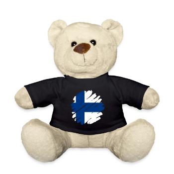 Drapeau finlandais Suomi Drapeau finlandais Look utilisé - Nounours - noir - Devant