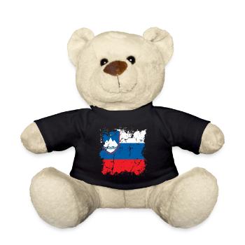 Slovenia Flag Balkan Slovenian Flag Vintage - Teddy Bear - black - Front