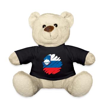 Slovenia Flag Balkan Slovenian Flag Vintage - Teddy Bear - black - Front