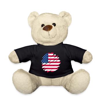 USA Flagge Amerika Fahne Stars & Stripes Patriot - Teddy - Schwarz - Vorne
