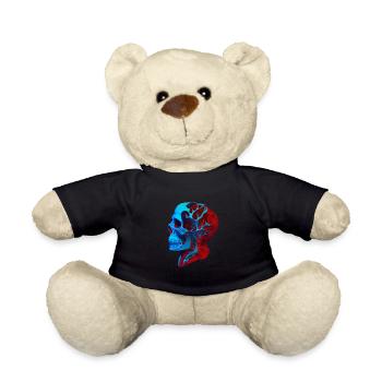 Anatomische Zeichnung Kopf Rot Blau - Teddy - Schwarz - Vorne