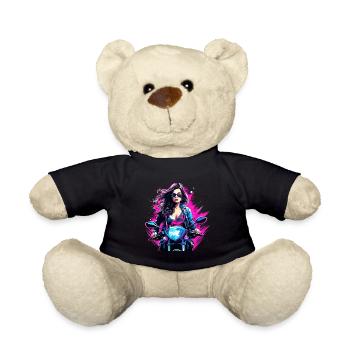 Frau auf dem Motorrad mit Sonnenbrille - Teddy - Schwarz - Vorne
