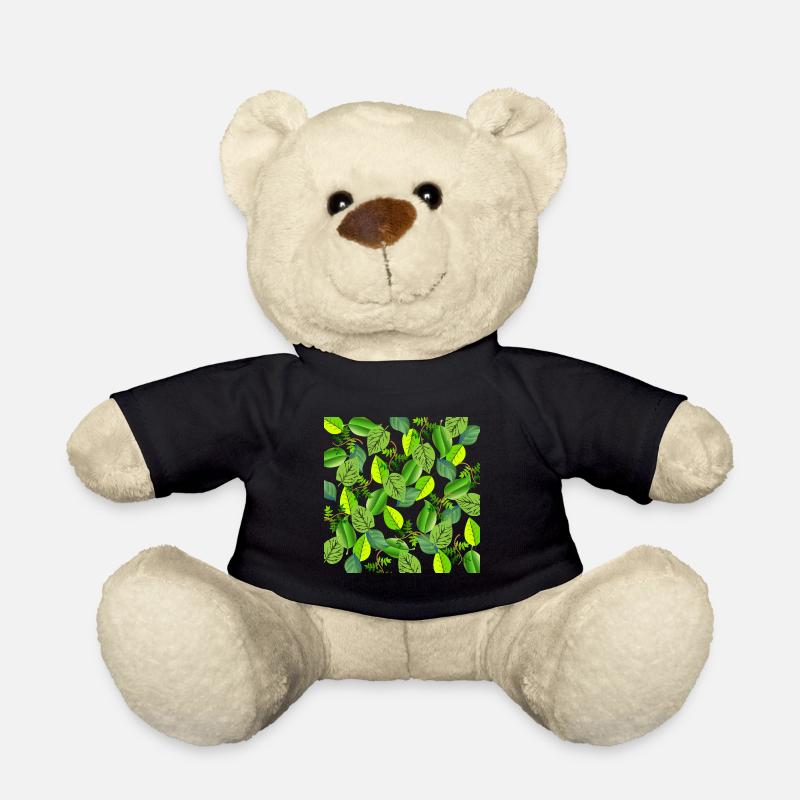 Collage de feuilles vertes - Nounours - noir