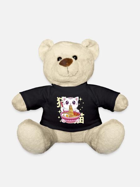 Ramen Cat Kawaii Nouilles Japonais Ramen Cat - Nounours - noir