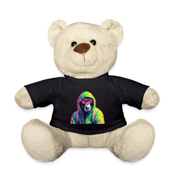 Schimpanse mit Sonnenbrille Bunt Cooler Affe - Teddy - Schwarz - Vorne