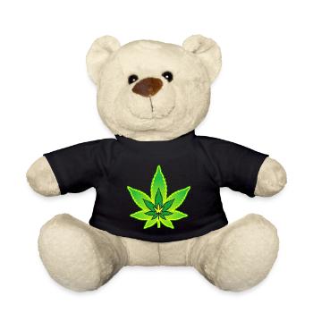 Cannabisblatt - Hanfblatt - Marihuana - Teddy - Schwarz - Vorne