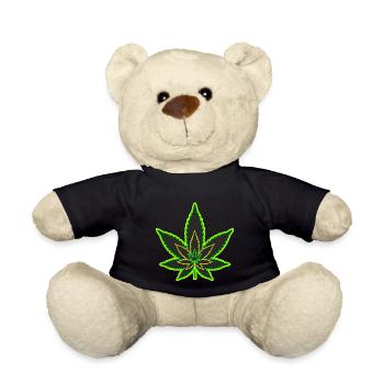 Cannabisblatt - Hanfblatt - Marihuana - Teddy - Schwarz - Vorne