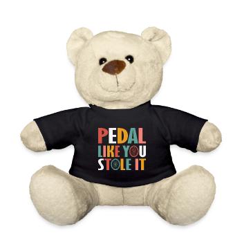 Pedal Like You Stole It - Funny Cycling - Teddy Bear - black - Front