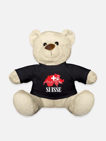 Suisse - Suisse Carte Drapeau Suisse - Nounours - noir