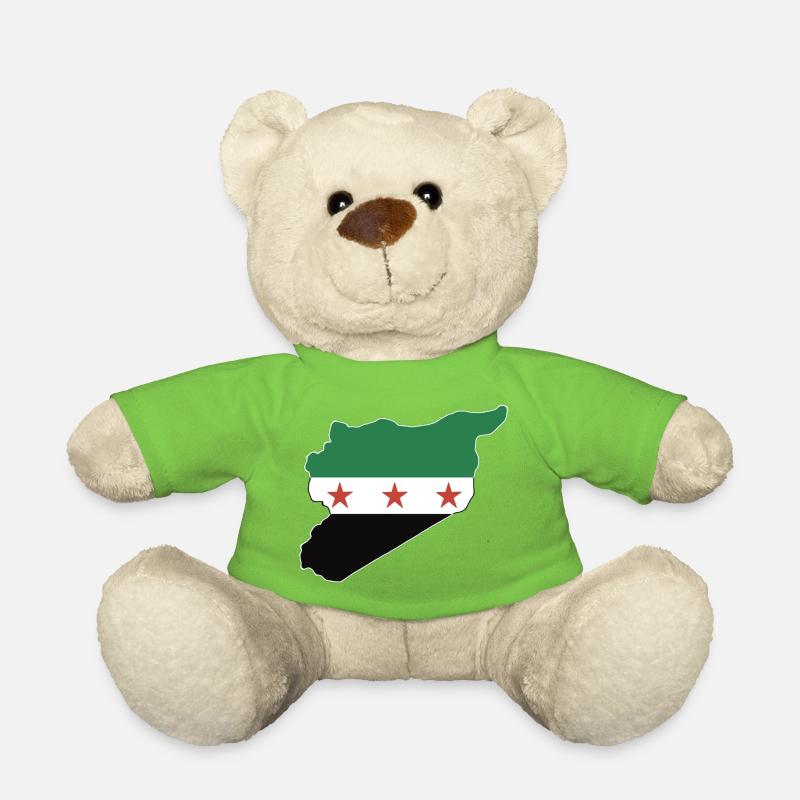  syria flag  and map علم وخريطة سورية  - Teddy Bear - light green