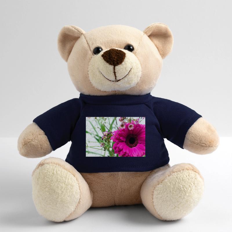 Pink Gerbera Blossom Floral Pattern Teddy Bear