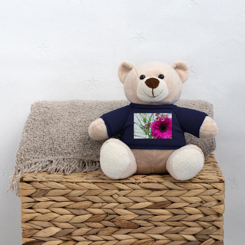 Pink Gerbera Blossom Floral Pattern Teddy Bear