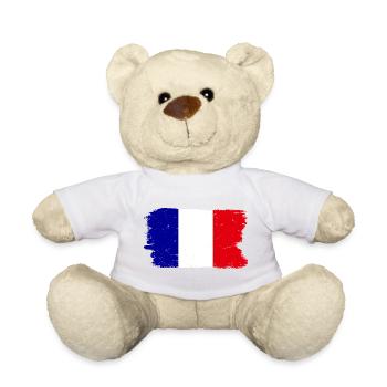 Blue White Red Brush Flag - Teddy Bear - light green - Front