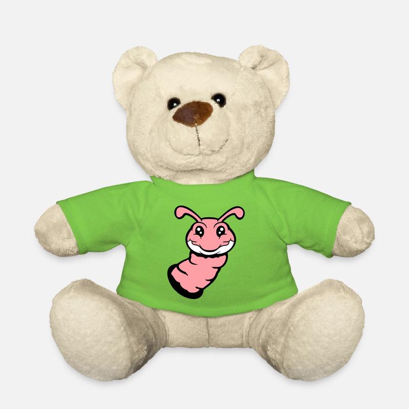 Raupe guckt aus Loch lächelt süß Wurm Comic Spaß - Teddy - Hellgrün