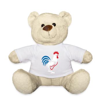 Vibrant blue red rooster - Teddy Bear - light green - Front