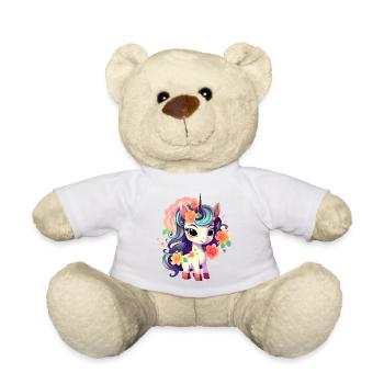 Pastel Unicorn with Flower Crown - Teddy Bear - light green - Front