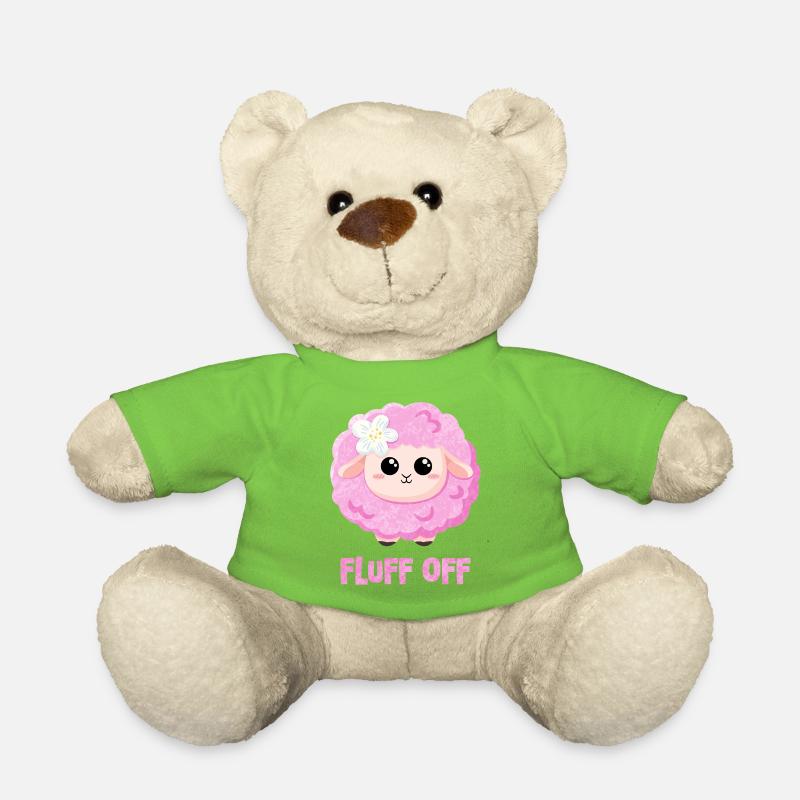 Rosa Schaf mit Spruch lustig - Fluff off - Teddy - Hellgrün