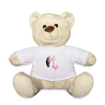 Funny Pink Flamingo - Cartoon - Gift - Teddy Bear - light green - Front
