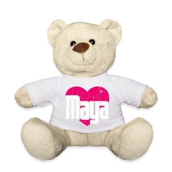 I Love Maya Pink Heart I Love Maya - Teddy Bear - light green - Front