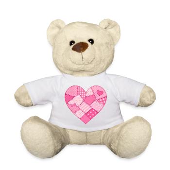 Patchwork Heart in Pink Quilt - Teddy Bear - light green - Front