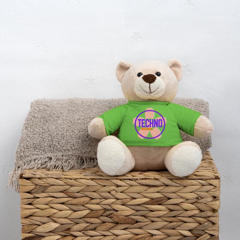 Techno Circle Neon Logo Teddy Bear