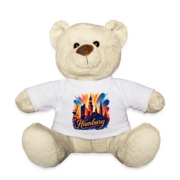 Hamburg Stadt Silhouette Perle am Wasser Geschenk - Teddy - Hellgrün - Vorne
