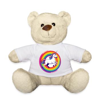 Rainbow Unicorn Unicorn Jumps Circle Motif - Teddy Bear - light green - Front