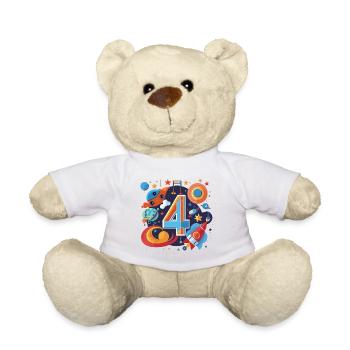 Space 4th Birthday Rocket World - Teddy Bear - light green - Front