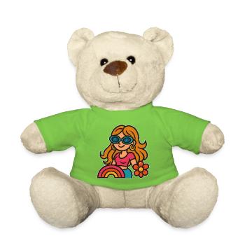 Retro Summer Girl - Flower Power Look - Teddy Bear - light green - Front