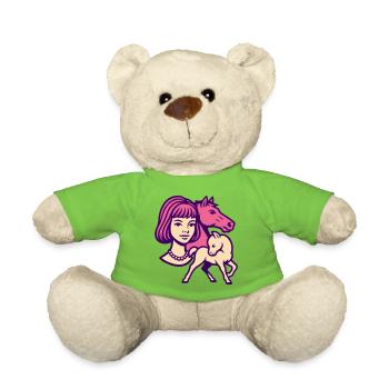 Fille Cheval Pop Art Rose - Nounours - vert clair - Devant
