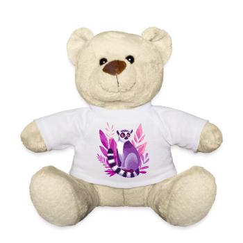 Purple lemur in the Pink Jungle - Teddy Bear - light green - Front