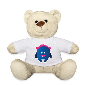 Monstre bleu mignon | Créature aux cheveux roses drôles - Nounours - vert clair - Devant