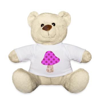 Mushroom Dots Pattern Dots Pink Nursery Happiness - Teddy Bear - light green - Front