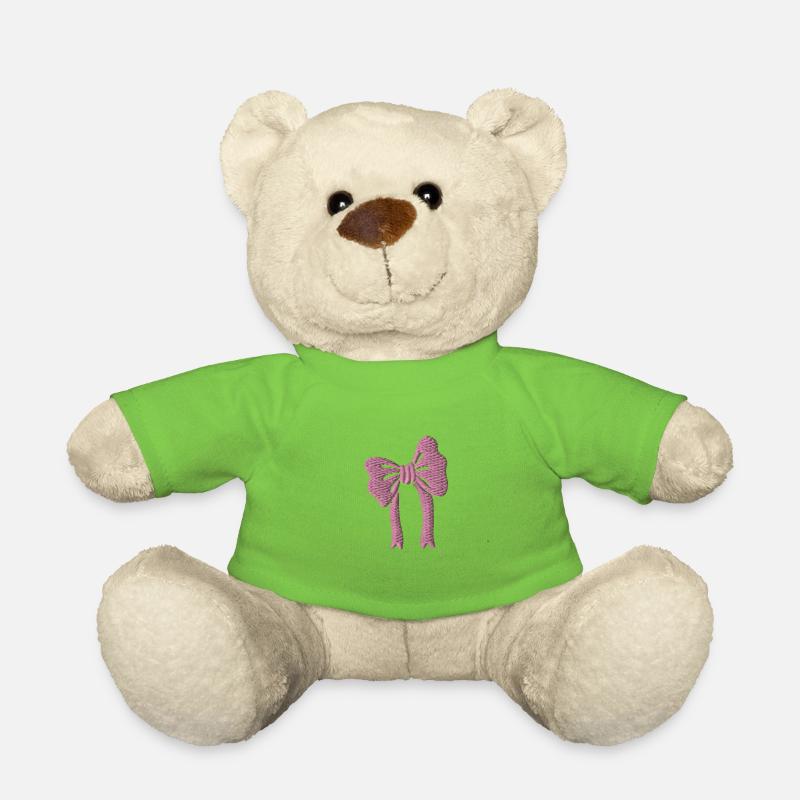 Schleife bestickt - Teddy - Hellgrün