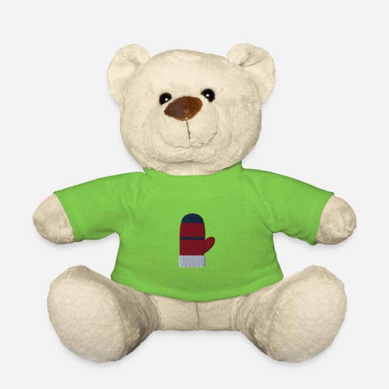Handschuh bestickt - Teddy - Hellgrün