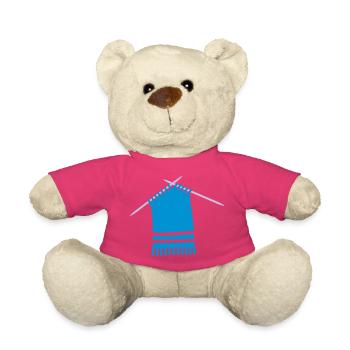 Écharpe en laine colorée avec motif tricot - Nounours - rose - Devant