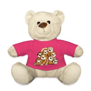 Großer Faultier Haufen I Chillende Tiere Faulenzer - Teddy - Pink - Vorne