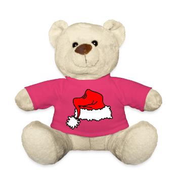 Red Christmas hat - Teddy Bear - pink - Front
