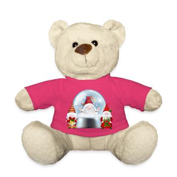 Snowglobe Santa Gnomes Cheer - Teddy Bear - pink - Front