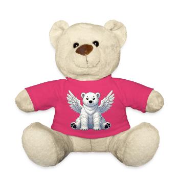 Cute Polar Bear Angel Cartoon Animal Illustration - Teddy Bear - pink - Front