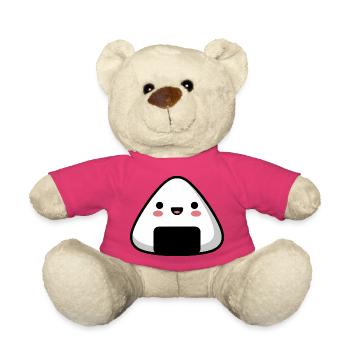 Kawaii Smile Onigiri Süßes Essen - Teddy - Pink - Vorne