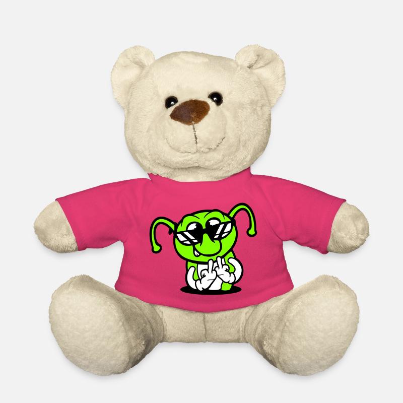 Caterpillar Middle Finger Insult Hole Sunglasses - Teddy Bear - pink