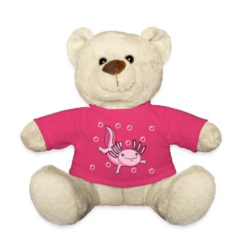 Cute Pink Axolotl Illustration - Teddy Bear - pink - Front